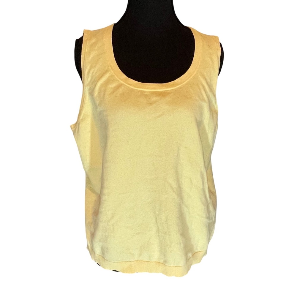 Talbots Petites XLp Yellow Pima Cotton Blend Scoop Neck Sleeveless Sweater Shell